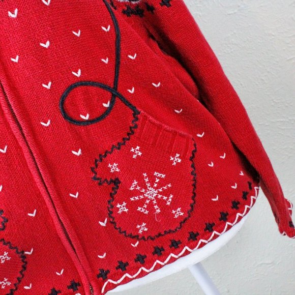 Designers Originals Studio Joy Christmas holiday sweater cardigan mitten pockets - Picture 2 of 8